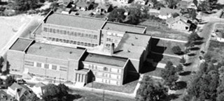 Aerial view of Hillside High School in the 1950s