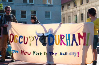 Occupy Banner - From New York to the Bull City