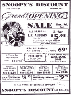 Flyer from Snoopy's Discount Records